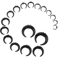 Lusofie 18PCS Kit Peregangan Septum Akrilik Hitam, Penjepit Septum Bentuk C, Kit Tindik Septum, Cinc