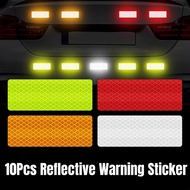 10Pcs Night Safety Warning Protective Reflective Stickers / Car Reflective Warning Sticker / Car Bumper Secure Reflector Strip Tape / Auto Motorcycle Styling Decals