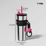 【ONDA】 แก้วกาแฟสแตนเลสสตีลพร้อมฝาปิด ไล่เฉดสีม่วงแก้วน้ำ มีหลอดดูด พับเก็บได้ ขวดสูญญากาศสามารถเก็บค