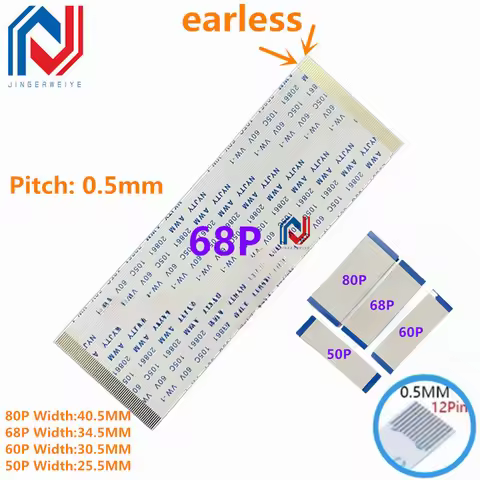 1Pcs Gold-Plated FFC FPC Flat Flexible Cable AWM 20706 105C 60V VW-1 0.5MM Pitch 40/50/55/60/68/80/9