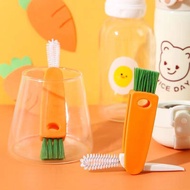 Multifunctional Baby Bottle Straw Brush Carrot Portable Pacifier Brush Slim Tube Brush