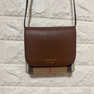 BURBERRY 巴寶莉 英系經典棉麻格紋拼接手機多卡零錢晚宴包斜背包