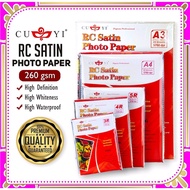 CUYI RC Rough Satin Photo Paper 260GSM A4 // 5R // 4R // 3R size (20 sheets per pack)