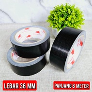 Lakban kain hitam/Cloth tape hitam 48 mm36 mm24 mm panjang 8 meter