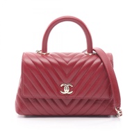 【二手】香奈兒 (Chanel) Coco Handle V-stitch Chevron 2WAY A92990RED皮革 Coco Handle V-stitch 2way Chain Shoul