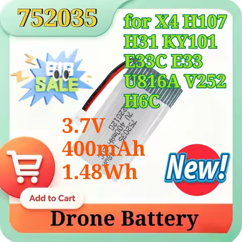 752035 3.7V 400mAh 20C Lipo Battery for X4 H107 H31 KY101 E33C E33 U816A V252 H6C RC Quadcopter Dron