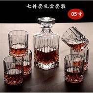 (TLLS) Whisky Decanter &amp; glass Set 7pcs 007 Square Flower Stripes (05) / 威士忌醒酒器杯子套装