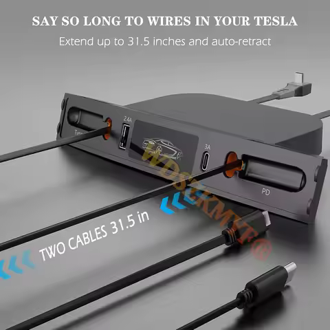 4in1 Car USB Charger Multi Port for 2021-2023 Tesla Model 3/Y,Multifunctional Tesla Accessories with
