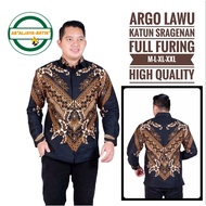 HITAM KEMEJA KATUN Argo LAWU Shirt Batik Shirt Men Solo Premium Black Exclusive FULL Cotton Shirt For Young People
