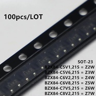 100pcs 100%New Imported Original BZX84-C5V1 Z2W BZX84-C5V6 Z3W BZX84-C6V2 Z4W BZX84-C6V8 Z5W BZX84-C