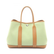 【二手】愛馬仕 HERMES 托特包 Garden Party TPM Vert Cricket/Ochre 皮革帆布 Garden Party TPM Vert Cricket/Ochre