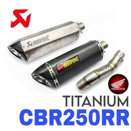 Akrapovic Exhaust Honda CBR250RR Ekzos Slip On Titanium Link Tabung Muffler Stainless CBR 250 RR Eng