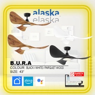 AERAHAUS X ALASKA BURA / BURAH(hugger) 43″ DC SMART CEILING FAN + SAMSUNG 20W LED DIM TRI WAY MEMORY FUNCTION