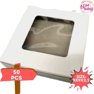 Plain Talam Box Window Normal 9X9X2.5 (50Pcs) Talam Cake Box | Layered Cake Box | Cake Box | White T