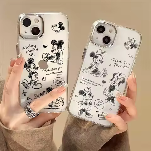 Disney Mickey Minnie Silver Plating Phone Case For OPPO Reno 15F 14F 13F 12F 11F 13 11 Pro 8 8T Find