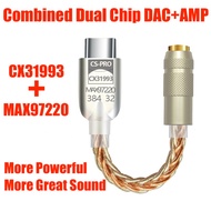 Dual Chip DAC Conexant CX31993+Amp 97220 Type C To 3.5mm Adapter