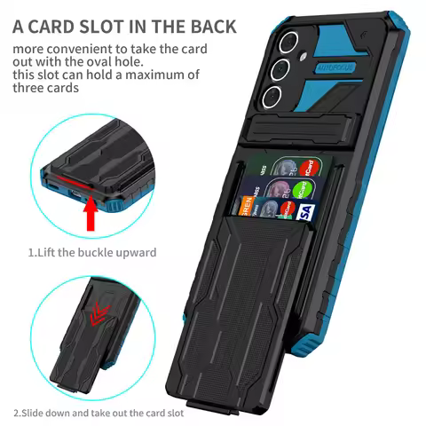 For Samsung Galaxy A05 A05S A15 A35 A55 Case Armor Kickstand With Card Slot Holder Phone Case for Ga