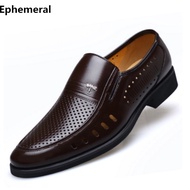 2 Male Loafers Cow Leather Genuine Cut-Outs Slip-On Breathable Loafers 48 Men Shoes For Wedding Business Plus Size 48 Brown Black