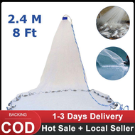 8Ft 2.4M Fishing Net Bait Easy Throw Hand Cast 3/4 inch Strong Nylon Mesh Saltwater Fishing Cast Net
