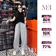 MeiMei Women's Set Short Sleeve T-shirt with Korean Style Wide Leg Pants ST21246 Ver3