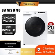 Samsung 7.5/5KG Smart Inverter AI Front Load Washing Machine | WD75T504DBW/FQ (Combo Washer Dryer Mesin Basuh Mesin Cuci Tumble Dryer 洗衣机)