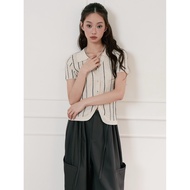 Feelsweet E7 Edinburgh Cafe Retro Preppy V-Neck Striped Cardigan Knit Top
