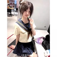 JK Sailor Uniform Top - Cyan Preppy Summer Short Sleeve