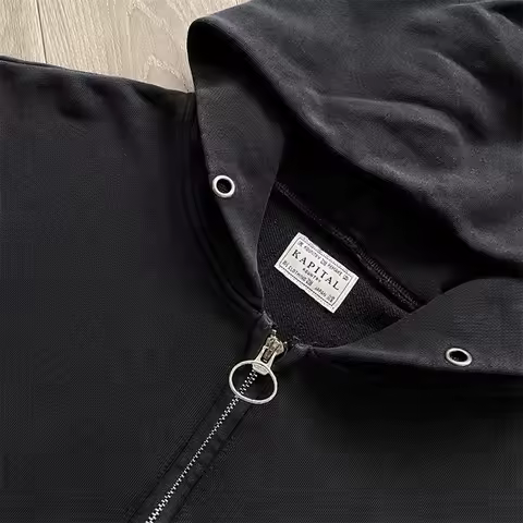 Kapital Kountry Casual Zipper Hoodies Men Women 1:1 Best Quality Black Pure Cotton KAPITAL Oversized