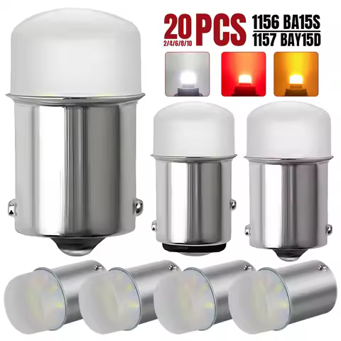 2-20 PCS P21/5W BAY15D 1157 P21W BA15S 1156 LED Bulb 12V 3014-9SMD 6500K White Amber Car Brake Parki