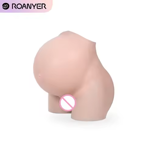 Roanyer Silicone Large Fake Pregnant Belly with Fake Vagina Pants Costumes for Party Cosplay