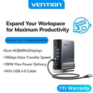 Vention 15 In 1 USB C HUB 100W Docking Station With USB3.2 10Gbps 4K 60Hz USB C to HDMI DP RJ45 1000