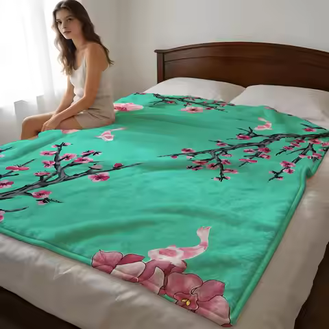 Throw High-Density Short Plush Blanket For Sofa Nap Air-Conditioned Room Soft Skin-Friendly Vaporwav