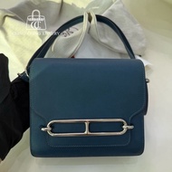 🌈Hermes💙Mini Roulis 19💙深邃藍銀扣🌟98.5新🌈Evercolor皮🌟