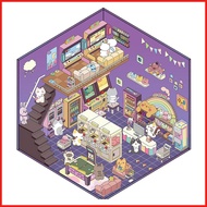 3D House Stickers 3D Miniature Scene Stickers Creative Cartoon Animal Decals Miniature Scene Sticker