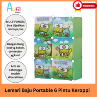 AUFA SURABAYA Lemari Baju Portable 6 Pintu Keroppi QW0601B lemari baju plastik murah cuci gudang lem