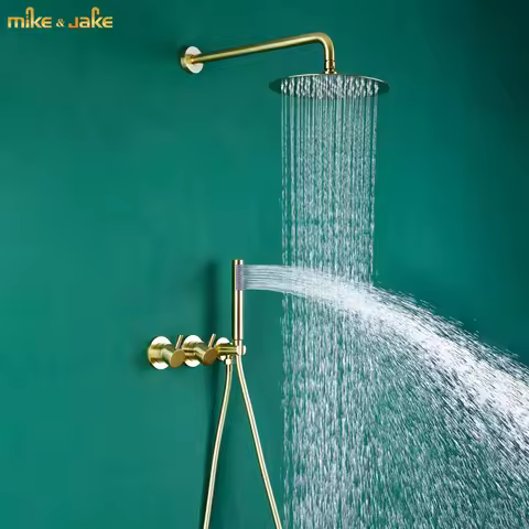 Gold frosted brass Shower set faucet shower bathroom shower system Rainfall shower furniture set sho