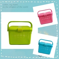 [pet basket] ตะกร้าพลาสติก มีหูหิ้ว มีฝาปิด ขนาด 32x44x26 ซม. ตะกร้าสัตว์เลี้ยง ตะกร้าสุนัข ตะกร้าแม