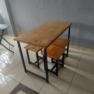 MEJA KURSI JATI BELANDA RANGKA BESI BEKAS CAFE (1 SET= 1 M, 4 K),