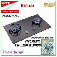 RINNAI RB 712NGB/Rinnai Kompor Gas Tanam 2 Tungku + QUANTUM Selang Gas