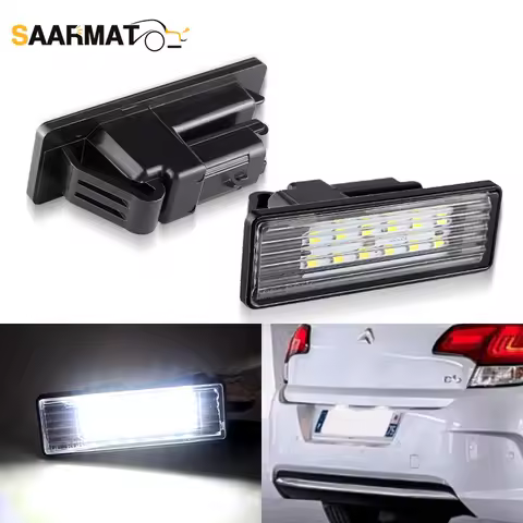 2pcs LED License Number Plate Light Canbus For Peugeot 406/407/508/607 Citroen Berlingo/C2/C3/C4/C5 