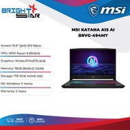 MSI Katana A15 AI B8VG-494MY Gaming Laptop - 15.6" QHD IPS 165HZ/R9-8945HS/16GB DDR5/1TB SSD/RTX4070