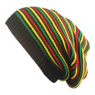 หมวก Bob Marley เร็กเก้มีสไตล์แบบใหม่ Blackhorse หมวกแบบหลวมๆหมวกบีนนี่ผ้าฝ้ายปีกถุงมือกันหนาวหมวกหมวกลายทางกันแดด