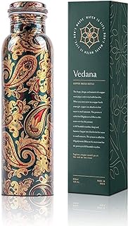 VEDANA Premium Ayurvedic Pure Copper Water Bottle | Leak Proof 1 Liter Copper Vessel for Drinking Water | Great Water Bottle for Sports, Yoga &amp; Everyday Use