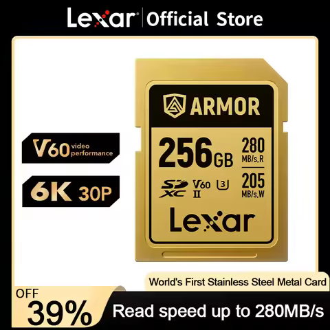 Lexar ARMOR GOLD SD Card World's First Stainless Steel Metal Card Camera 6K UHS-II V60 128GB 256GB M