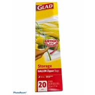 GLAD FOOD STORAGE ZIPPER GALLON 20’s