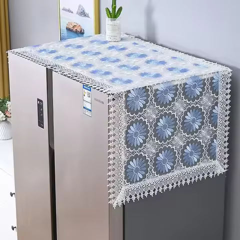 Rural Lace Embroidered Refrigerator Towel Single and Double Door Refrigerator Dust Cover Washing Mac