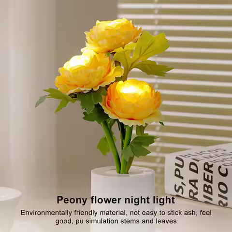 LED Peony Flower Night Light Warm Light Simulation Flower Lamp Reusable Peony Atmosphere Light for B