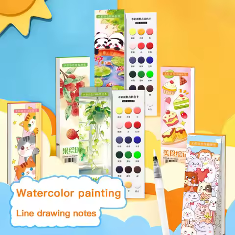 Portable Watercolor Painting Book 12/24 Sheet Watercolor Coloring Book Kids Coloring Drawing Book Bu