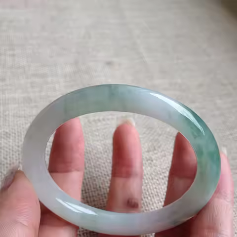 Myanmar Small Circle Mouth Round Bracelet Jade Bangle Floating Flower