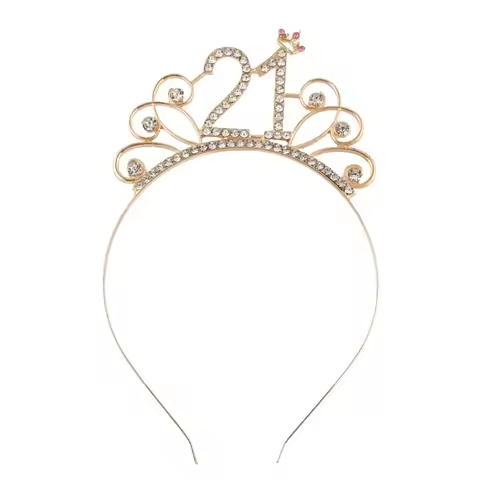 Happy 19 21 25 30 40 Birthday Headband Gold Rhinestone Birthday Tiara Crown for Girls Women Birthday